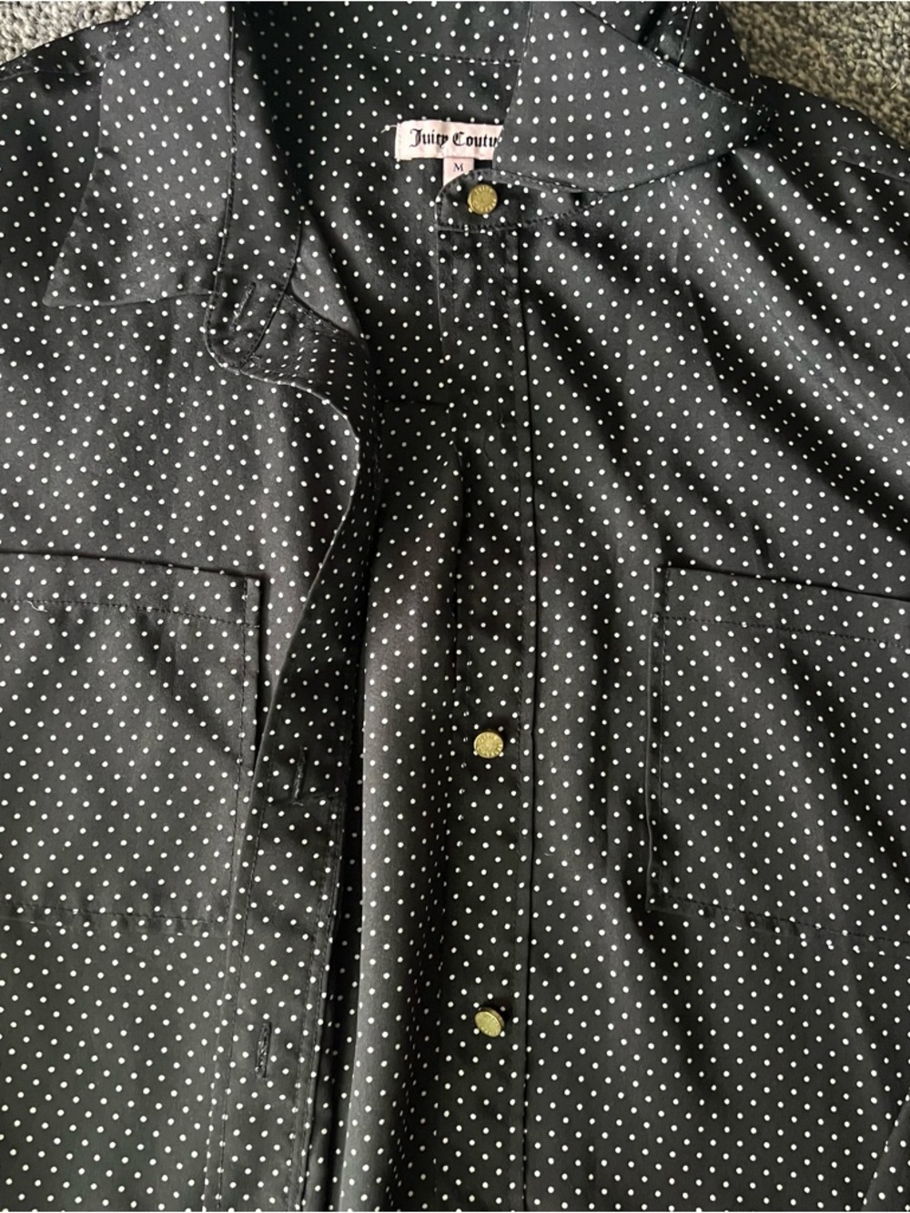 Juicy Couture Black Polka Dot Button Shirt - Picture 2 of 4